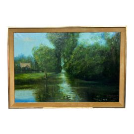 1971 Richard Ewen River's Edge Framed Painting - England