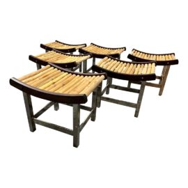 Polo Ralph Lauren Bamboo Slope + Chrome Base Stools, Set of Six