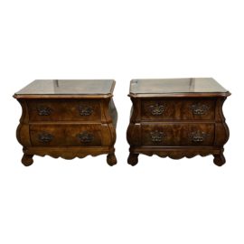 1980's Henredon Villandry Collection French Bombe Style Nightstands, a Pair