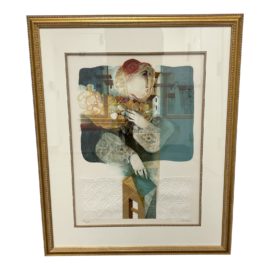 Late 20th Century Alvar Sunol Custom Framed Embossed Limited Edition Lithograph, Signed + Numbered 110/275