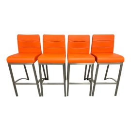 Zuri Furniture Lenox Orange Power Off Counter Stools, Set of Four. Original Price: $1,092