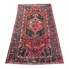 Vintage Hamaden Red Persian Rug - 4′1″ × 8′1″