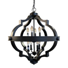 Empire Style 8 Light Gunmetal Chandelier