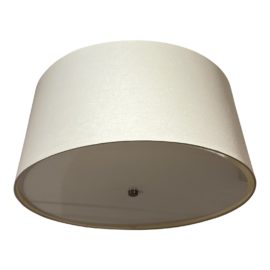 Contemporary Linen Drum Shade + Chrome Pendant