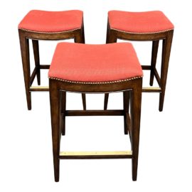 Woodbridge Custom Sante Fe Barstools, a Set of Three. Original Price: $3,375