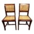 Vintage Mahogany + Woven Rush Side Chairs, a Pair