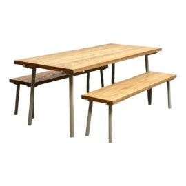Blu Dot Branch Dining Table and Benches - 3 Piece Set. Original Price: $3,295