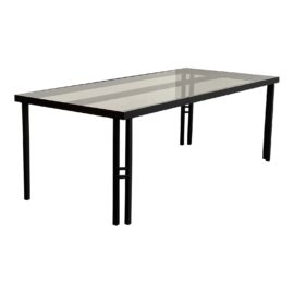 Late 20th Century Black Iron Finish Glass Top Table