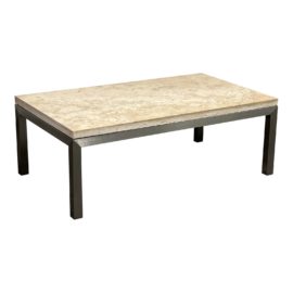 Crate & Barrel Parsons Travertine Top Stainless Steel Coffee Table. Original Price: $690