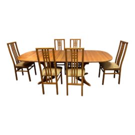 Sun Cabinet #2007 Teak Extension Table + Six Chairs Set
