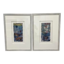 Custom Framed Mixed Media Artwork, a Pair