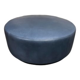 Williams Sonoma Robertson Leather Round Ottoman. Original Price: $2,895
