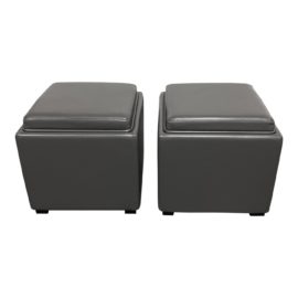 Crate & Barrel Stow Leatherette Storage Ottomans, a Pair. Original Price: $300