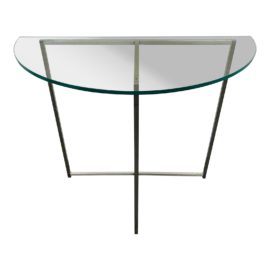 Contemporary Glass + Metal Demilune Table