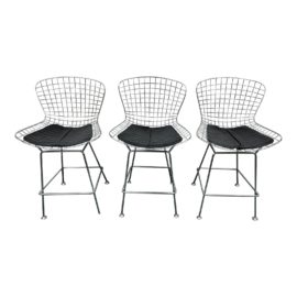 Vintage Harry Bertoia Style Counter Stools, Set of Three