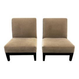 Custom Design Kravet Mohair Slipper Chairs, a Pair