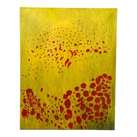 Contemporary Abstract Floral Red + Yellow Print on Canvas