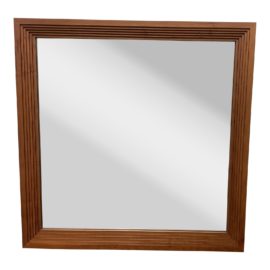 Contemporary Square Wood Wall Mirror