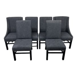 Restoration Hardware Nailhead Dining Chairs, a Set of Six. Original Price: $4,000