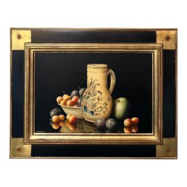 Patrick Lodwitz "Pichet Et Assiette" Original Oil Painting, Custom Framed