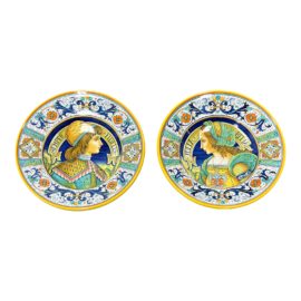 Italian Hand Painted Hanging Plates, a Pair