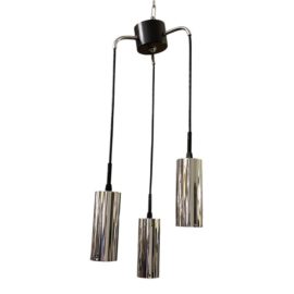 Vintage Belgian Three-Light Chrome Pendants