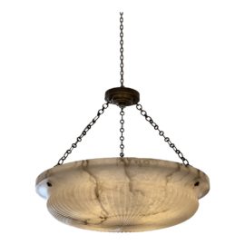 Vintage Swedish Alabaster Light Bowl Pendant