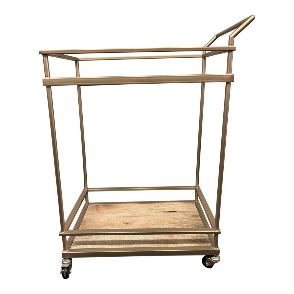 Contemporary Brass Finished Bar Cart - Design Plus Gallery