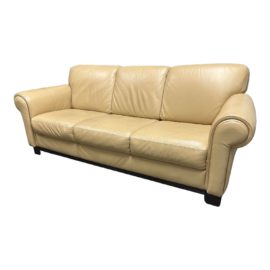 Contemporary Three-Seater Beige Leather Sofa