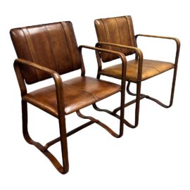 Restoration Hardware Buckle Leather Desk Chairs, a Pair. Original Price: $2,206