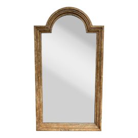 Vintage Arched Top Wood Frame Wall Mirror