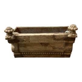Vintage Carved Wood + Copper Lined Planter