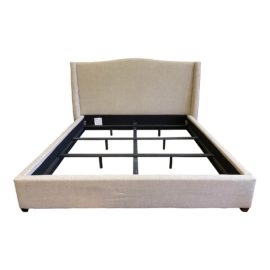 Eastern King Size Saatva Minori Natural Linen Bed Frame. Original Price: $1,995