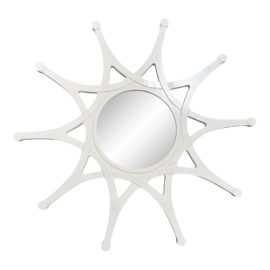 Contemporary White Starburst Wall Mirror