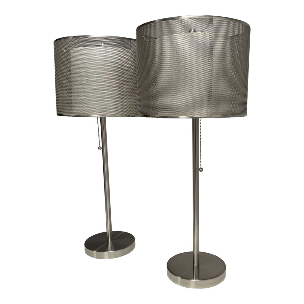 Contemporary Brushed Stainless Steel Table Lamps, a Pair - Design Plus ...