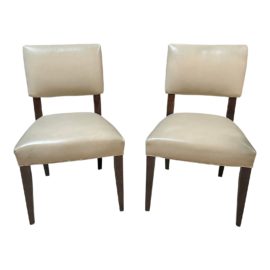 Sunrise Home Putty Leather Side Chairs, a Pair