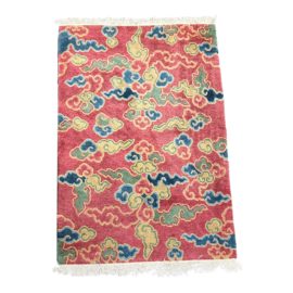 Vintage Tibetan Prosperity Cloud Wool Area Rug - 4′1″ × 6′6″