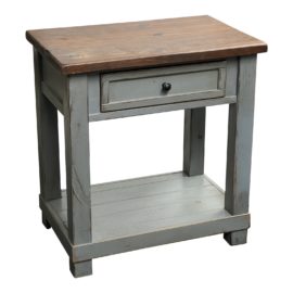 Harvest Home Rustic Blue + Wood Nightstand