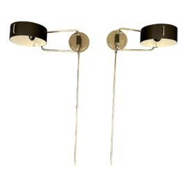 Crate and Barrel Axle Nickel Swing Arm Sconces, a Pair. Original Price: $830