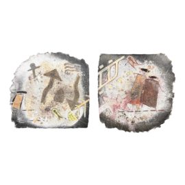 Patrick Crabb Raku Slab Wall Platters, a Pair. Original Price: $3,200