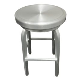 Crate & Barrel Brushed Aluminum Swivel Counter Stool