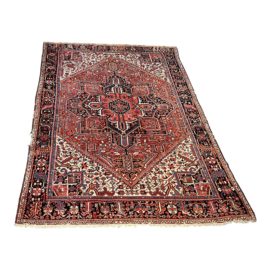 Vintage Persian Heriz Handknotted Area Rug - 8′5″ × 11′