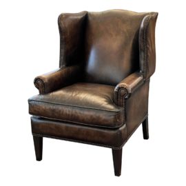 Bernhardt Leather Wingback Armchair