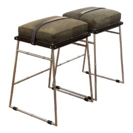 Palecek Pippen Strapped Stools, a Pair. Original Price: $1,722