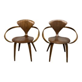 Cherner Chair Company Norman Cherner Walnut Arm Chairs, a Pair. Original Price : $2,900