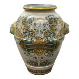 Large Raffaellesco Style Italian Ceramic Planter