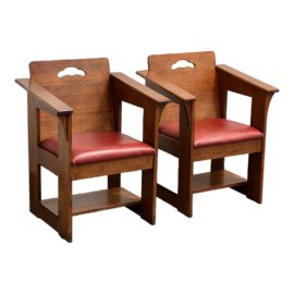 Stickley Furntiure Dining Room Limbert Cafe Chairs #89-1500 in Finish #32, a Pair. Original Price: $4,884