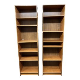 Walnut Finish Adjustable Shelves Bookcases, a Pair