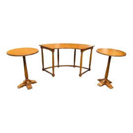Custom Design Alderney Curved Table + Two Pedestal Tables Set