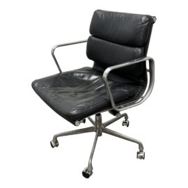 Design Within Reach Charles & Ray Eames Soft Cell Pad Black Leather Office Chair. Original Price: $3,500